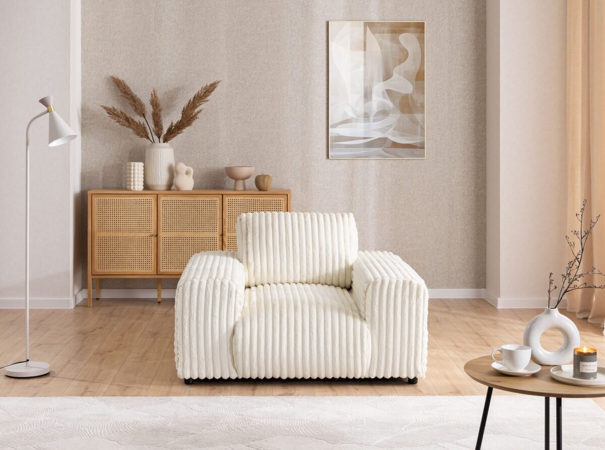 119×108 cm Cream Armchair - Image 2