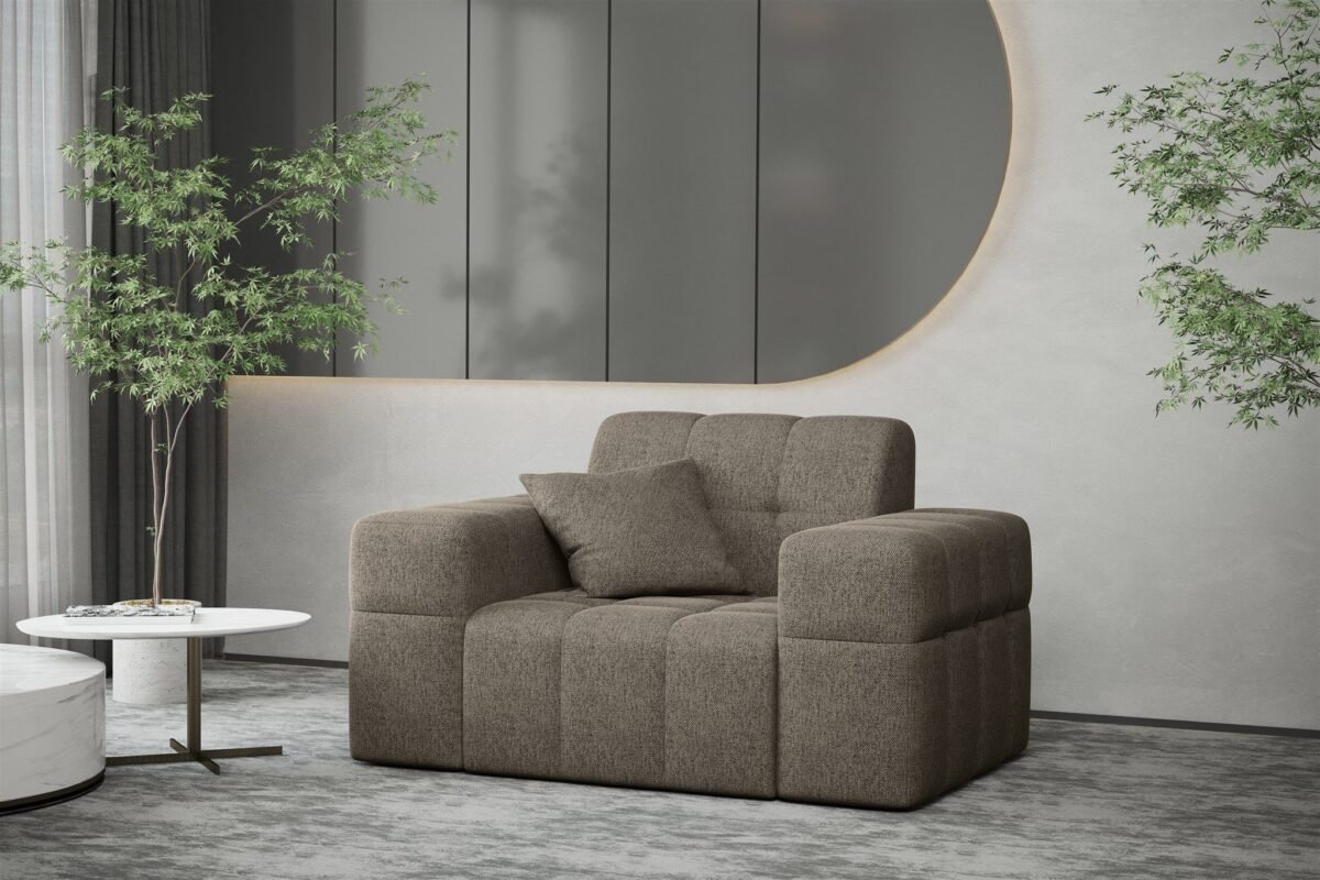 120×92 cm Dark Beige Linen Armchair - Image 2