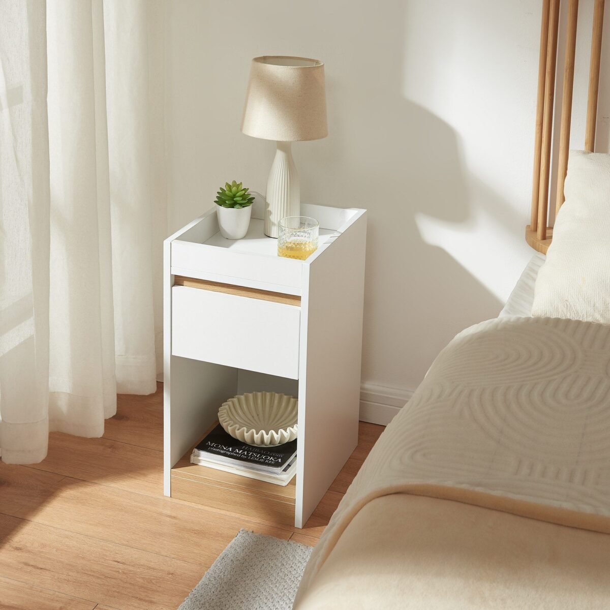 White & Wood Nightstand - Image 5
