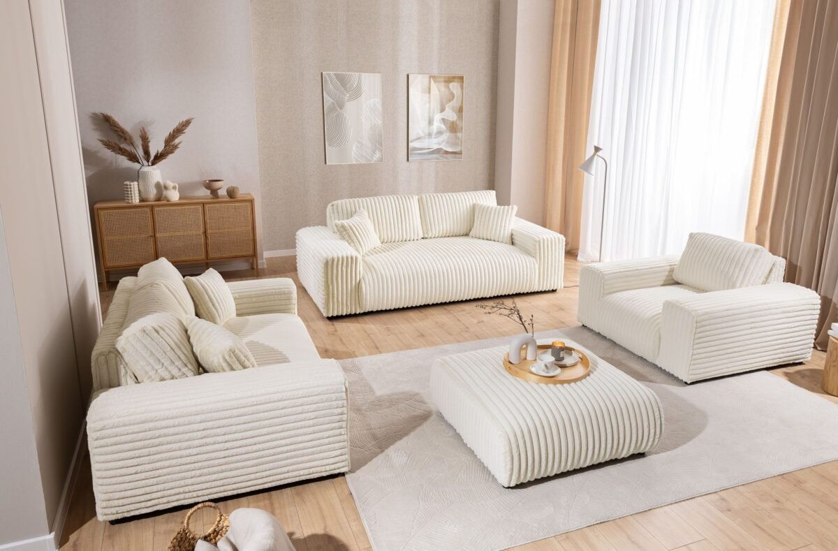 119×108 cm Cream Armchair - Image 3