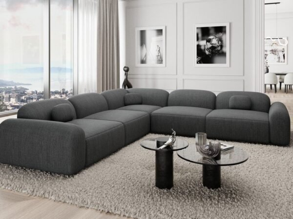 255×255 cm Dark Gray Linen Sectional Sofa