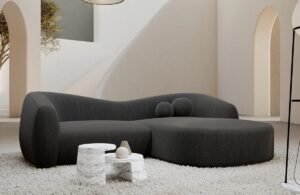 ركنة 250×160 سم كتان رمادي غامق