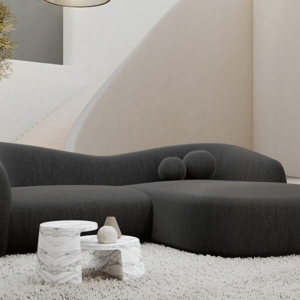 250×160 cm Dark Gray Linen Sectional Sofa