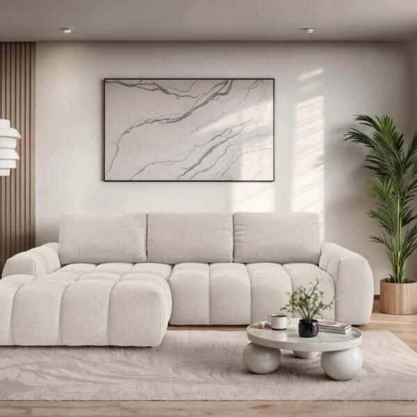 270×166 cm Light Beige Linen Sectional Sofa