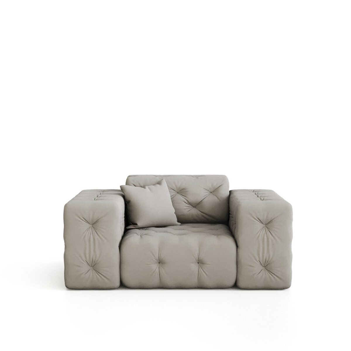 121×96 cm Beige Velvet Armchair - Image 4