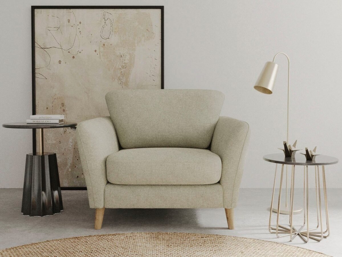 103×90 cm Beige Linen Armchair - Image 3