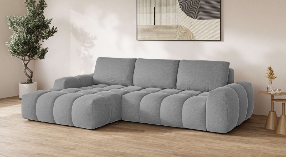 270×166 cm Light Gray Linen Compact Sectional Sofa - Image 3