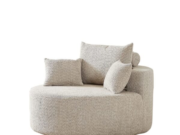 127×127 cm Beige Boucle Oversized Round Armchair