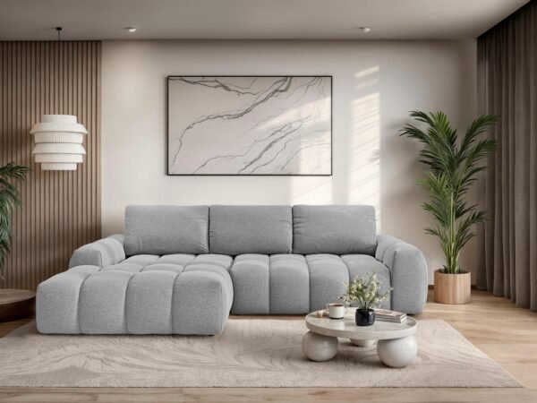 270×166 cm Light Gray Linen Compact Sectional Sofa