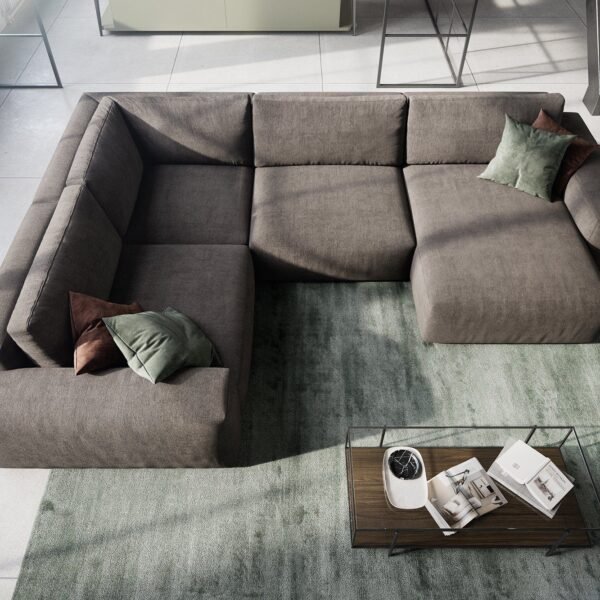 364×258 cm Brown Kinda Water-Resistant Sectional Sofa