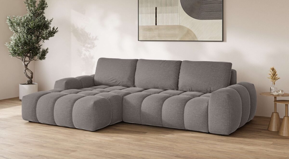 270×166 cm Coffee Linen Compact Sectional Sofa - Image 4