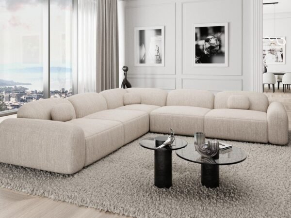 255×255 cm Beige Linen Sectional Sofa