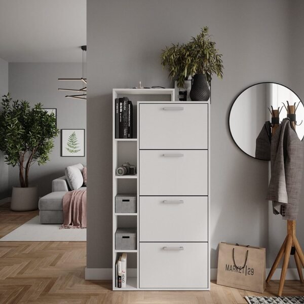 100×160 cm White Vertical Shoe Cabinet