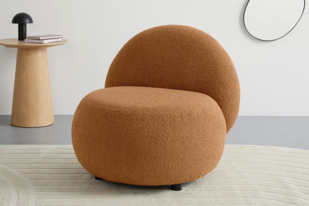 Modern Round Panda Accent Chair Armless, 80×80 cm Havana Brown - Image 1