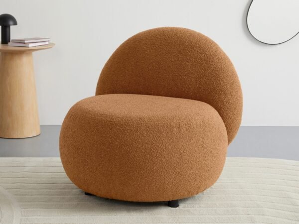 Modern Round Panda Accent Chair Armless, 80×80 cm Havana Brown