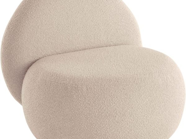 Modern Round Panda Accent Chair Armless, 80×80 cm, Beige