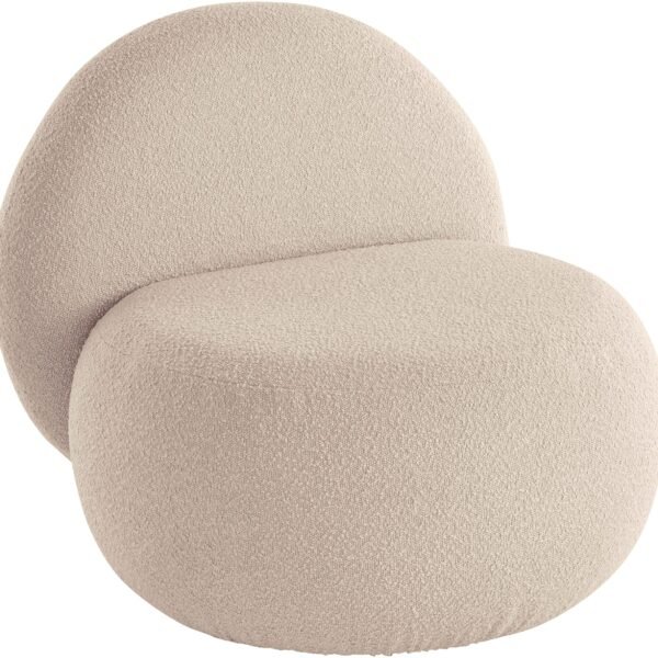 Modern Round Panda Accent Chair Armless, 80×80 cm, Beige