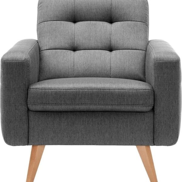 Modern Linen Armchair, 81×78 cm, Dark Gray