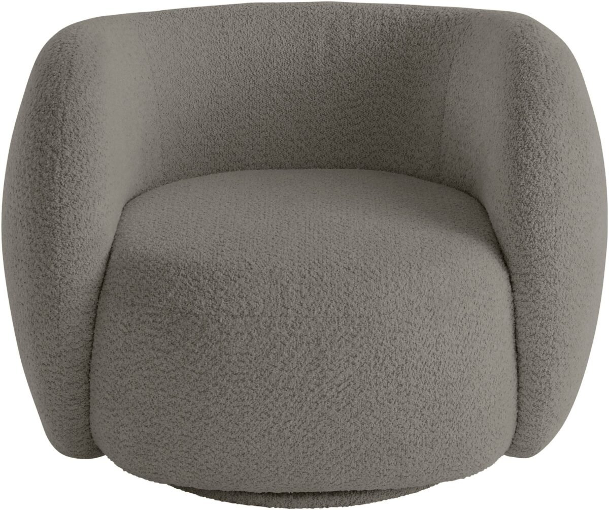 95×90 cm Gray Boucle Rounded Armchair - Image 4
