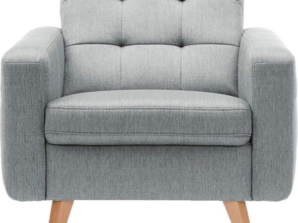Modern Linen Armchair, 81×78 cm, Light Gray