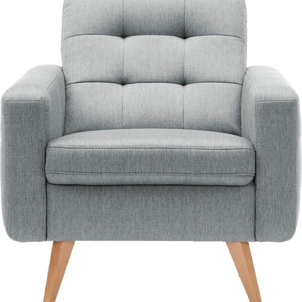Modern Linen Armchair, 81×78 cm, Light Gray