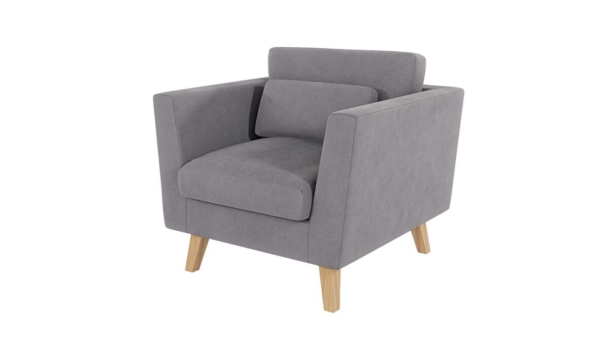 تنزيل 96×89 cm Light Gray Linen Armchair - Image 1