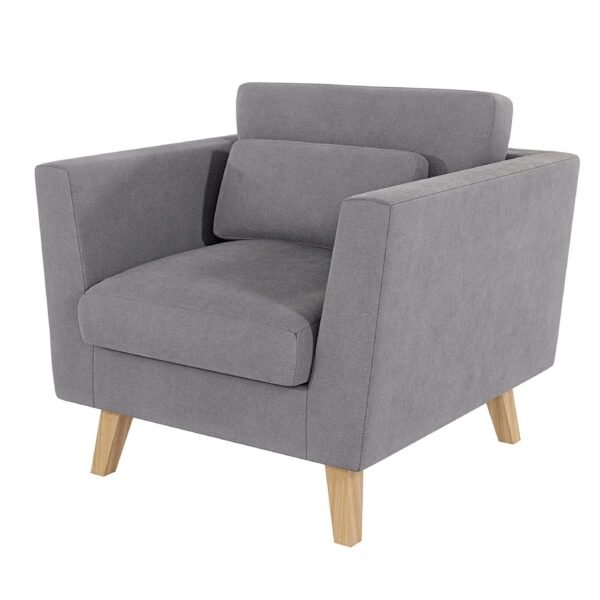 96×89 cm Light Gray Linen Armchair
