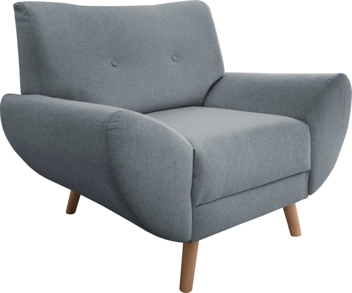 112×82 cm Gray Linen Armchair - Image 1
