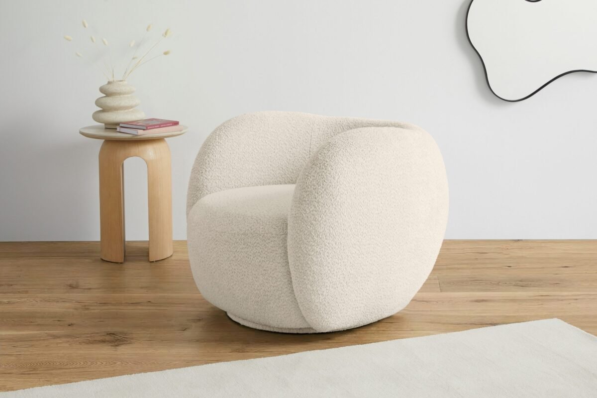 95×90 cm Cream Panda Armchair - Image 5