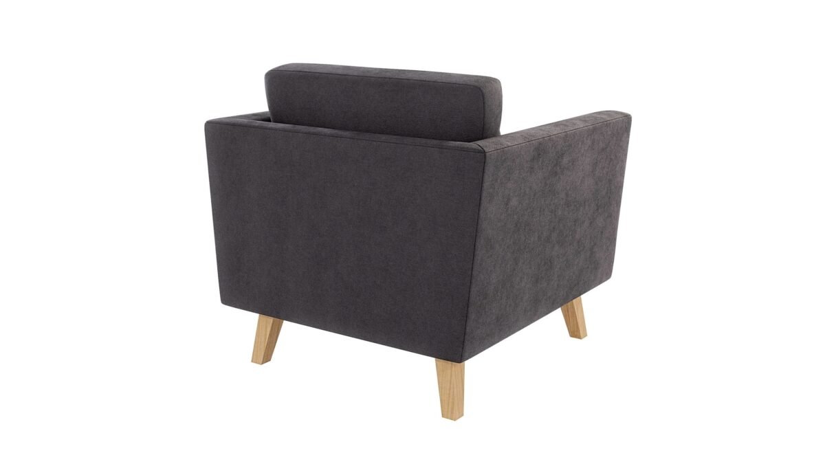 96×89 cm Charcoal Gray Linen Armchair - Image 3
