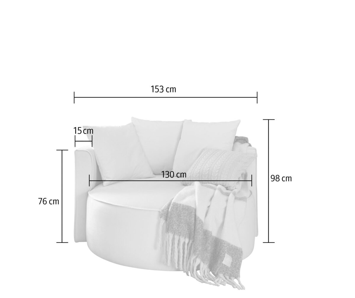 153×98 cm Cream Bouclé Large Armchair with Ottoman - Image 3