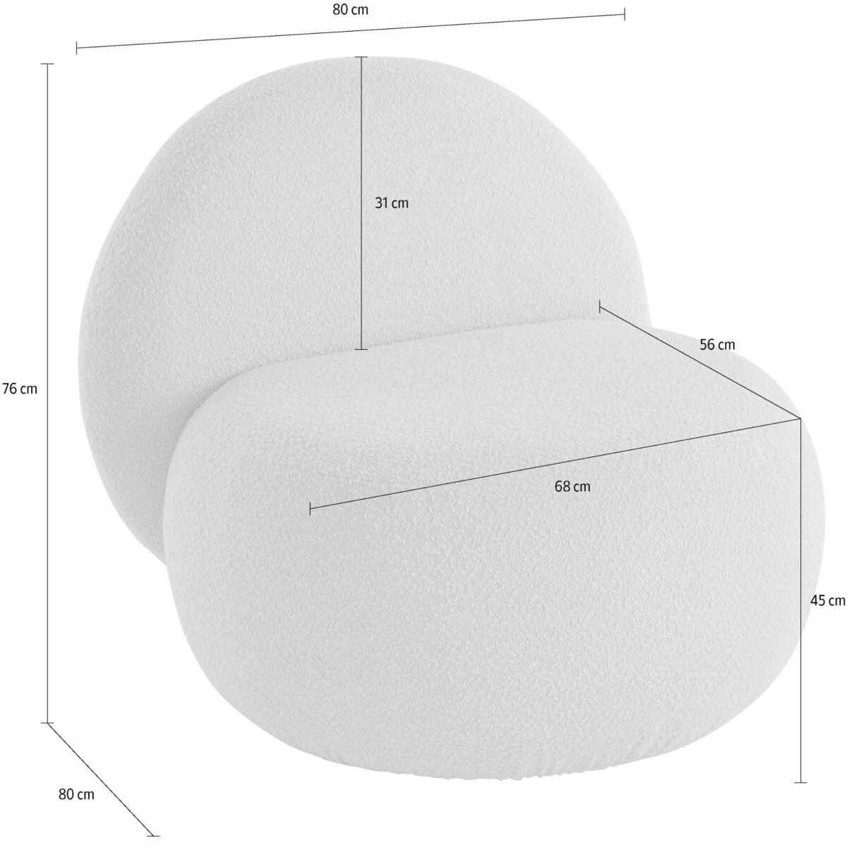 Modern Round Panda Accent Chair Armless, 80×80 cm Havana Brown - Image 4