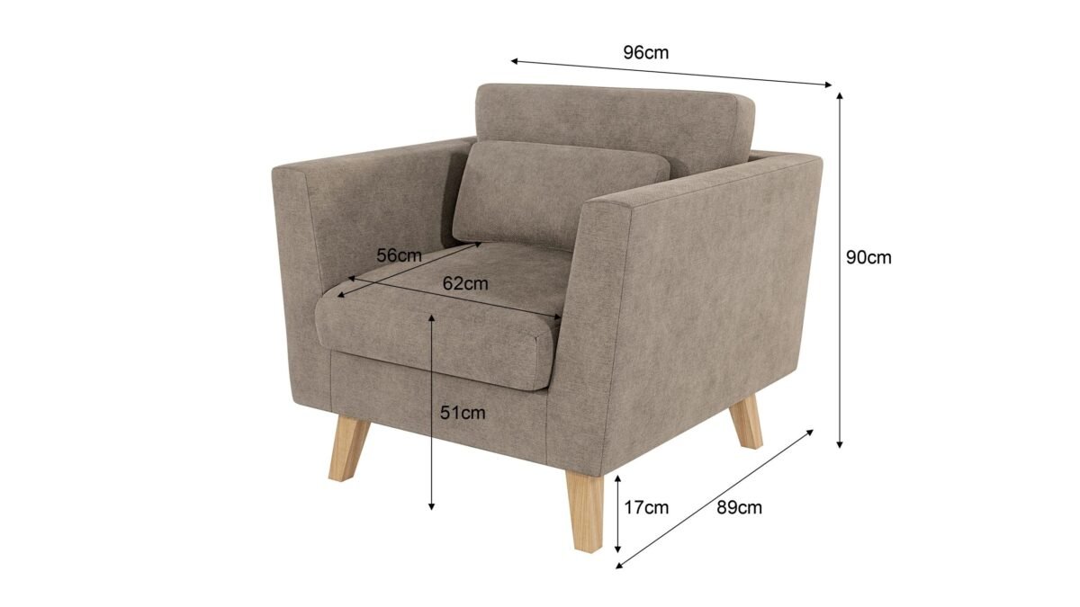 96×89 cm Beige Linen Armchair - Image 2